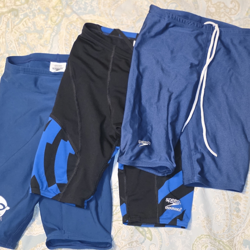 Speedo Black and Blue Swim Shorts Trio